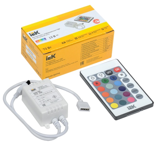 Контроллер с ПДУ ИК RGB 3 канала 12В 2А 72Вт | код LSC1-RGB-072-IR-20-12-W | IEK